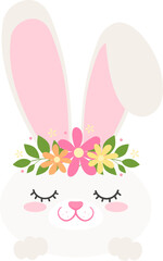 Easter Bunny Face with flowers