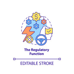 Regulatory function concept icon. Financial system safety. National economic security abstract idea thin line illustration. Isolated outline drawing. Editable stroke. Arial, Myriad Pro-Bold fonts used