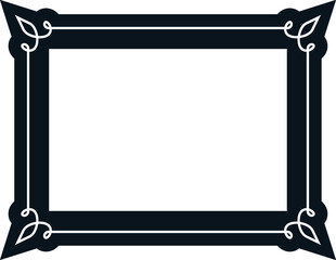 Black and white art frame. Picture or photo frame isolated on white background