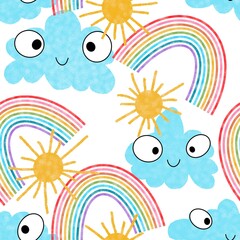 Rainbow seamless pattern for fabrics and textiles and packaging and gifts and cards and linens and kids