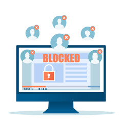 Vector of a desktop with blocked access to a website