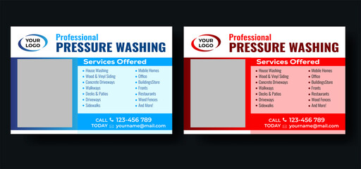 Pressure and Power Washing eddm postcard template, Soft washing postcard, Deck and Sidewalk Cleaning postcard flyer