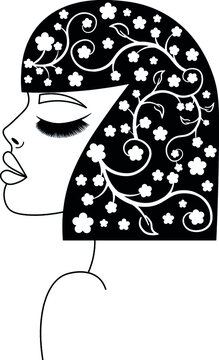 recommend clip art: Flower girl, flower woman, flower hair, flowers in hair, floral design, girl with bangs, straight short hair