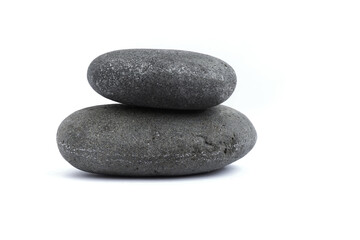 Two large shaped stones on a white background.
