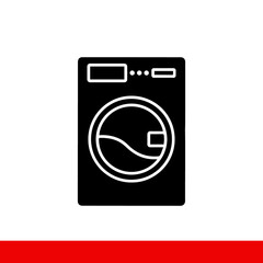 Washing machine icon. Home appliances symbol. Flat sign on white background. Vector