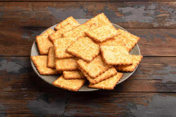 Sesame cracker, cracker, cookie cracker on different backgrounds