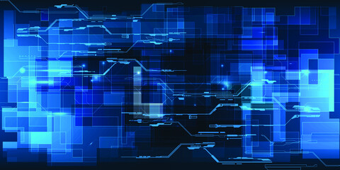 Vector illustrations of Digital hi-tech blue futursitic technology and innovation.Future tech design for product advertising or game artwork.