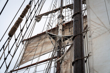 Closeup of a sail on a boat