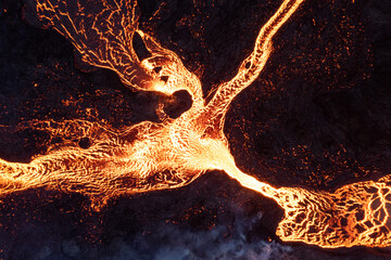 Scenic view of lava in the Fagradalsfjall volcano in Iceland