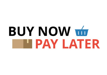 Buy now pay later vector. Marketing and business concept. Flat illustration on white background.