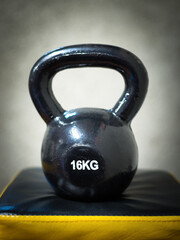 16 kg kettlebell at a gym. Weight lifting concept.
