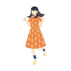 飛び上がって喜ぶ女性