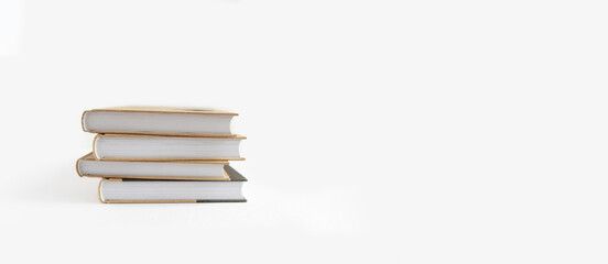 stack of books on white background isolated