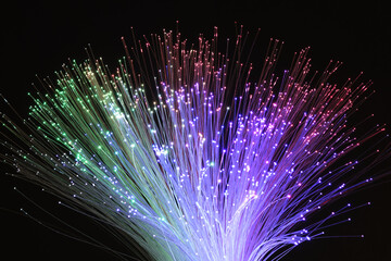 Closeup of a Multicolor LED Fiber Optic Light Lamp