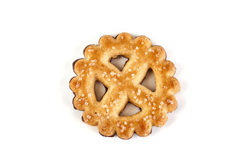 Crispy shortbread cookies, isolated on white background.