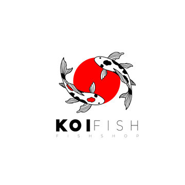 Koi Fish Line Art Logo	