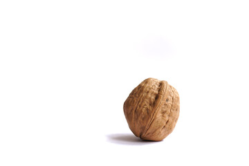 Ripe walnuts on a white background.