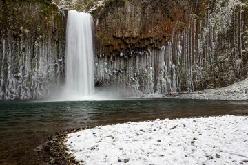 Beautiful shot of the Abiqua Falls at winter in Oregon