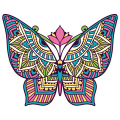 Butterfly Mandala. Vector zen decorative element.