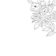 線のみのお洒落な花の背景イラスト