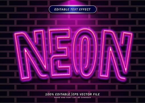 Luxury Neon text style effect. 3d font text effect editable mockup.
