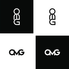 omg letter original monogram logo design set