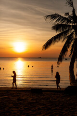 beautiful sunset sky at beautiful sea beach in thailand