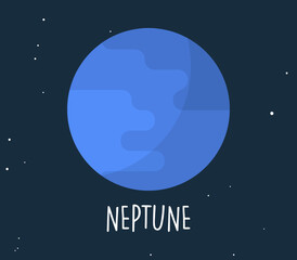 Naklejka premium Neptune planet and simple sphere on space background flat vector illustration.