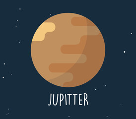 Jupitter planet and simple sphere on space background flat vector illustration. © PaleStudio