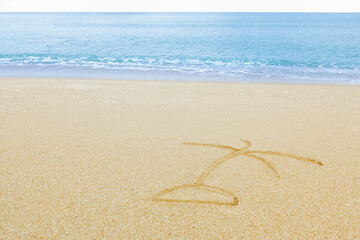 Palme im Sand am schwarzen Meer Bulgarien