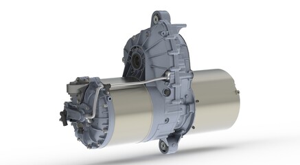 Tesla motor engine unit isolated on white background, 3D rendering