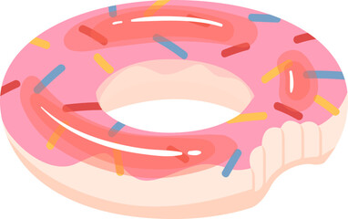 Donut Shaped Inflatable Swimming Rubber Ring Cartoon Illustration