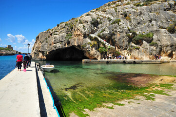 Scenic view of Xlendi Bay on a sunny day in Malta in the southwest of the island of Gozo