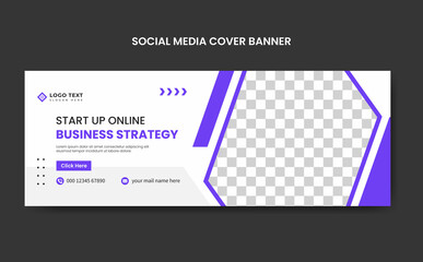Modern Business Strategy social media cover template, Abstract banner design web template Set, Horizontal header web banner, corporate web banner, website header, webinar banner template