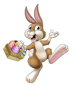 recommend clip art: Easter Bunny Cartoon Rabbit With Eggs Basket