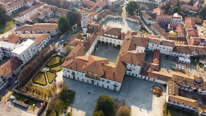 aerial view of Palazzo Arese Borromeo in the city of Cesano Maderno