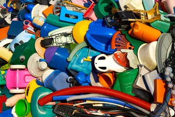 Closeup of a plastic waste pile