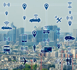 Ridesharing and carpooling concept in the city