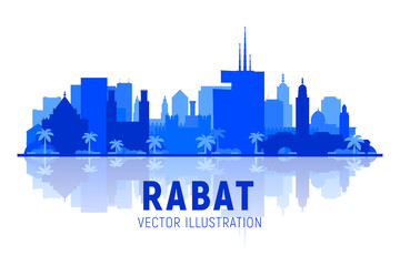 Fototapeta premium Rabat, ( Morocco) city skyline vector illustration white background. Business travel and tourism concept with modern buildings. Image for presentation, banner, web site.