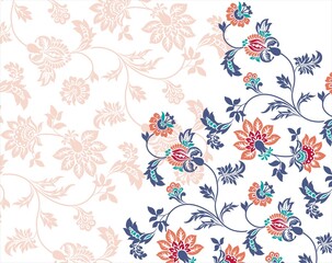 Colorful paisley floral pattern , textile swatch , India	