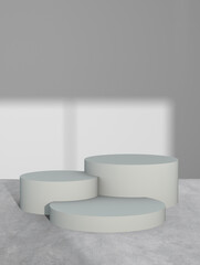 3d background of minimalist interior scene with pedestal. stage to show cosmetic products 3d renderings
