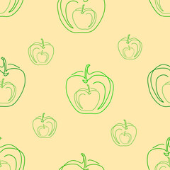 Seamless pattern, contours of green apples