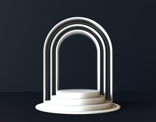3d background of minimalist white and blue navy interior scene with pedestal. stage to show cosmetic products 3d renderings