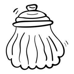 Sugar bowl. Ceramic tableware Black and white coloring illustration