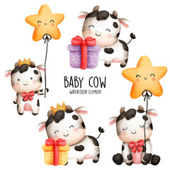 baby cow birthday, vector illustration