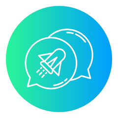 rocket and chat bubble