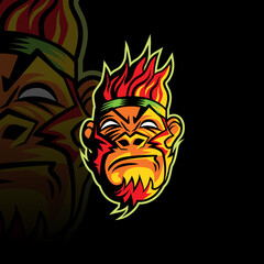 Red Monkey Head Mascot Logo