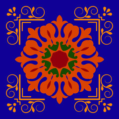 Sample ethnic, folk, geometric, mosaic ornament, pattern for fabrics, interiors, ceramics and furniture in the Arabian style.