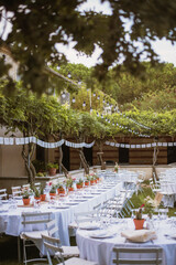 table de fête de mariage blanche ambiance mexicaine avec cactus et guirlande