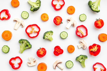 Seamless pattern of vegetables ingredients for cooking